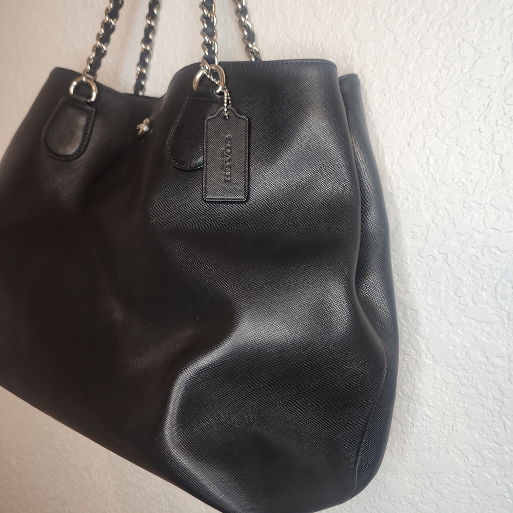 Coach Peyton Saffiano black handbag purse - Picture 7 of 16